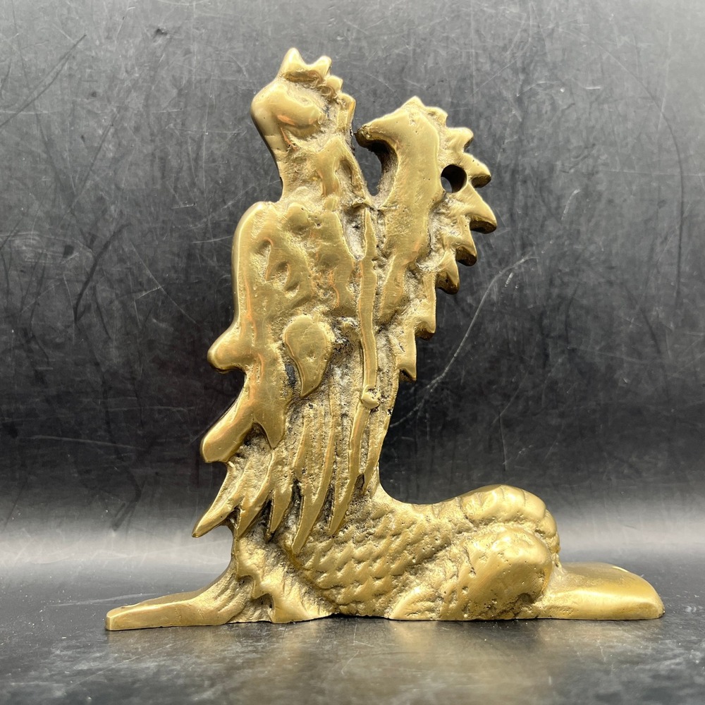 Vtg Solid Brass Mythical Dragon Griffin Brass Wall Hook 5"‎ x 5" Mythic Oriental